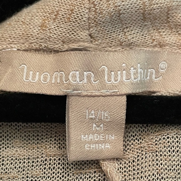 Woman Within open front cardigan, beige, size 14/16 medium - Picture 4 of 6